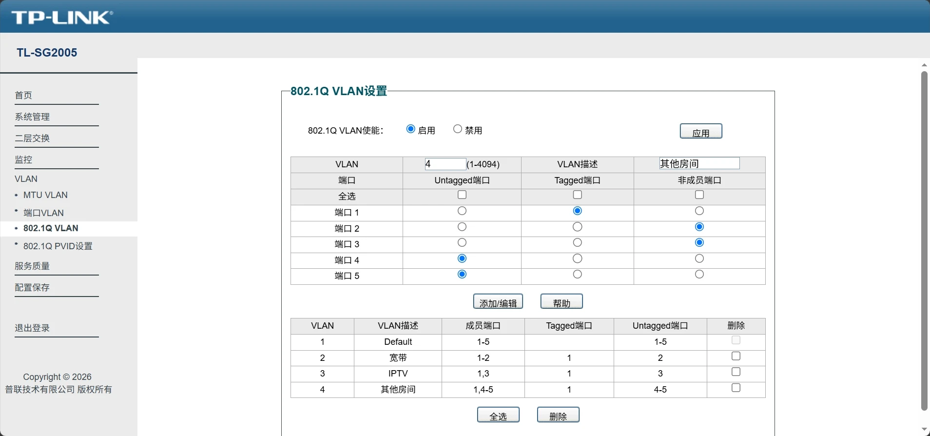 其他LAN VLAN